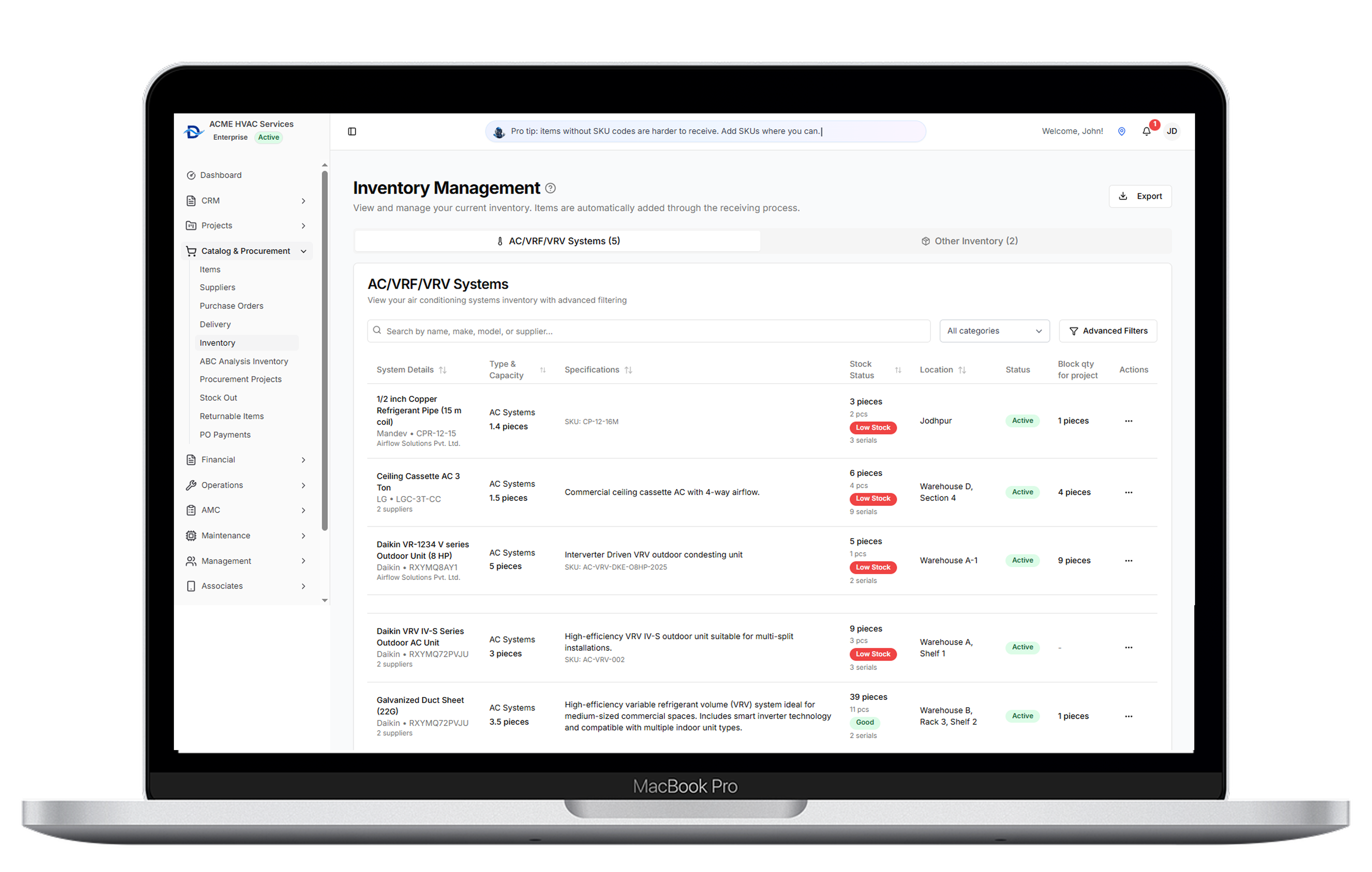 Inventory and AMC Management